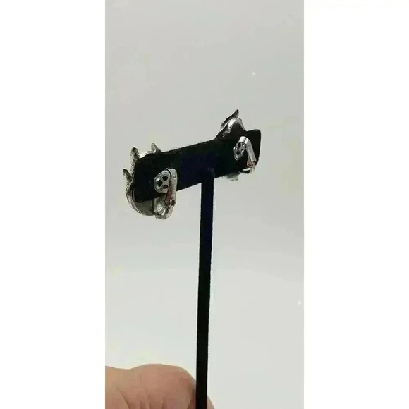 Vintage Crown Trifari Brooch Earrings Set MCM Fire & Ice Flames Silver RARE - Picture 11 of 12